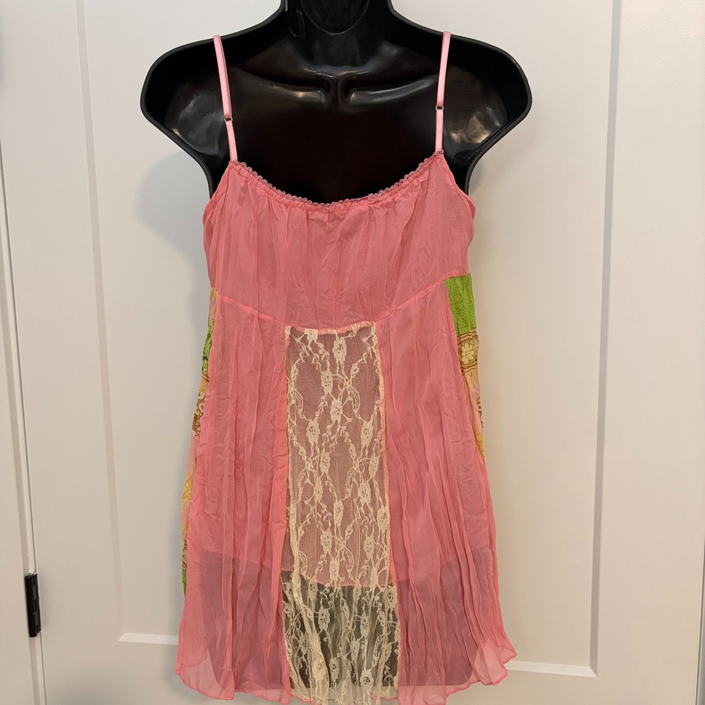 Fairy y2k Sleeveless Patchwork Boho Sequin Beaded Top Size S Pink Multi - Picture 3 of 12